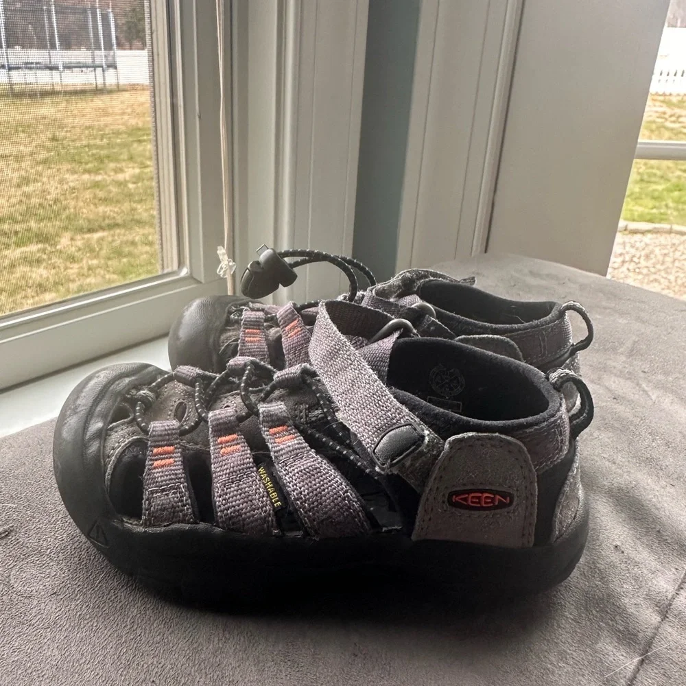 Keen Kids Gray and Black Water Shoe with Orange Accents